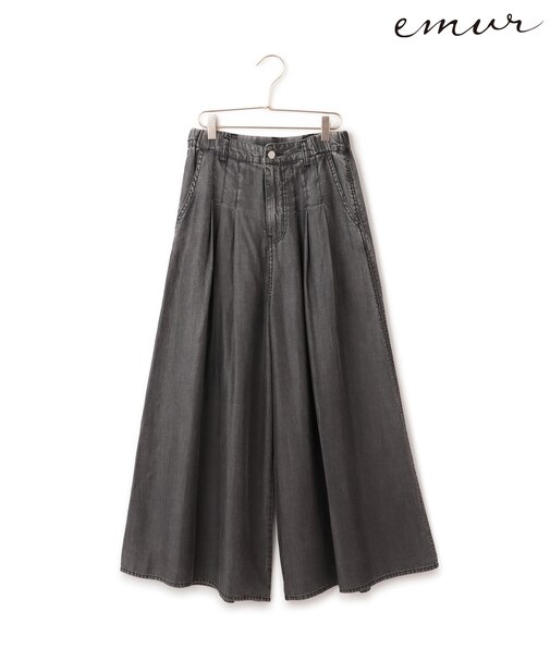 【emur/エミュール】パウダーシルクデニムワイドパンツ/セットアップ