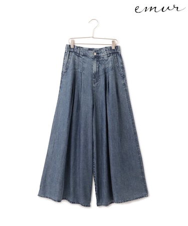 【emur/エミュール】パウダーシルクデニムワイドパンツ/セットアップ