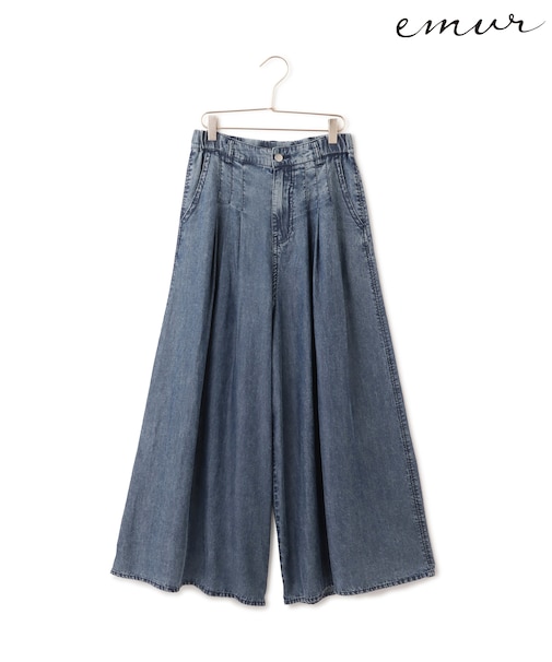 【emur/エミュール】パウダーシルクデニムワイドパンツ/セットアップ