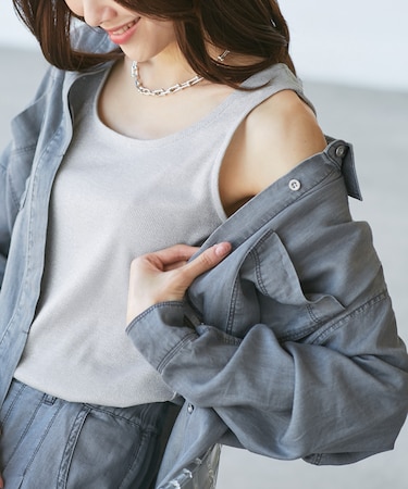 ラメテレコタンクトップ