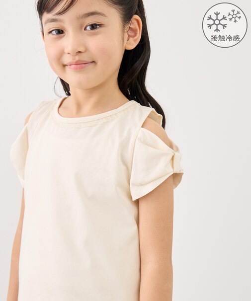 【KIDS/キッズ】肩あきリボンTシャツ/接触冷感