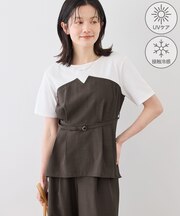 エアリーリネンライク ドッキングカットトップス/UVケア