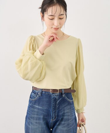 シアーボリュームスリーブカットトップス