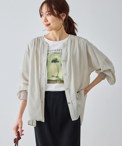 布帛カーディガン