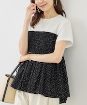 シャーリングドッキングハーフスリーブカットソー