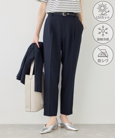 リネンライクシリーズ ドライタッチテーパードパンツ/UVカット・接触冷感・防シワ