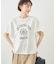 カレッジロゴプリントフレアスリーブピグメントTシャツ/リンクコーデ