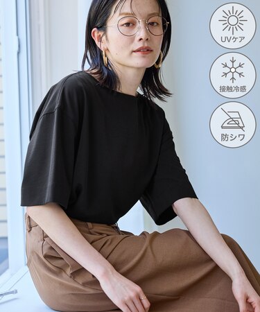 【一部店舗限定】ジョーゼットTeeブラウス/UVケア・接触冷感・防シワ