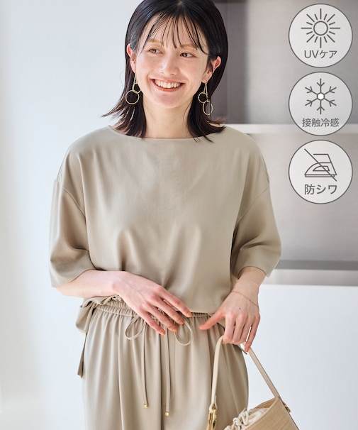 【一部店舗限定】ジョーゼットTeeブラウス/UVケア・接触冷感・防シワ