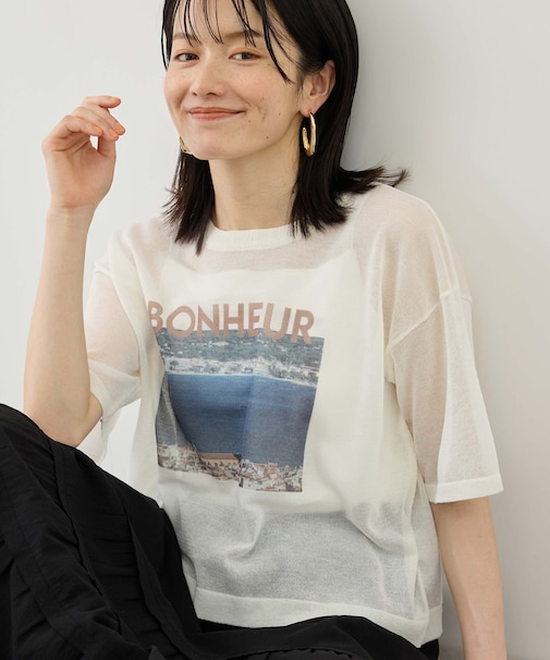 フォトプリントニットTシャツ