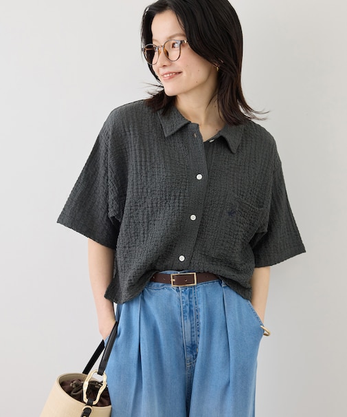 【BEVERLYHILLS POLO CLUB/ビバリーヒルズポロクラブ】ふくれジャガードシャツ