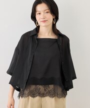 シアーパールハーフスリーブブラウス