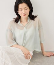 シアーパールハーフスリーブブラウス