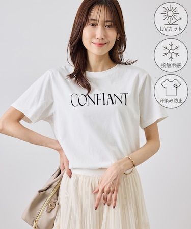 フロッキーロゴTシャツ/UVカット・接触冷感・汗染み防止