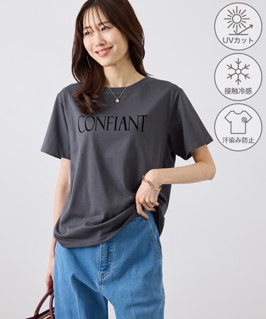 フロッキーロゴTシャツ/UVカット・接触冷感・汗染み防止