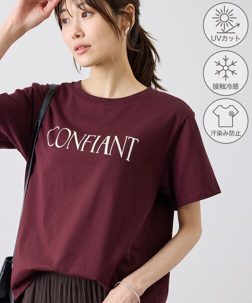 フロッキーロゴTシャツ/UVカット・接触冷感・汗染み防止