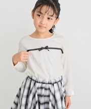 【KIDS/キッズ】ラインストーンリボンTシャツ