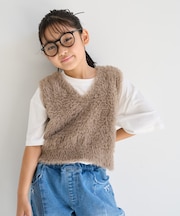 【KIDS/キッズ】ラメショートフェザーニットベスト/リンクコーデ