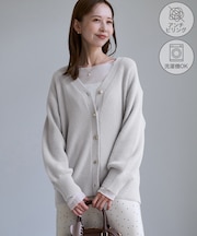 スフレニット Vネックミドル丈カーディガン