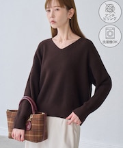 【WEB限定】スフレニット Vネックコンパクトプルオーバー