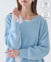 【WEB限定】スフレニット Vネックコンパクトプルオーバー