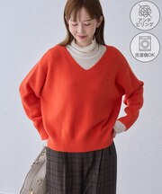 【WEB限定】スフレニット Vネックコンパクトプルオーバー