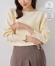 【WEB限定カラー】マシュマロ袖パールドルマンニット