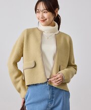 ジャケット見え 配色ブークレーカーディガン
