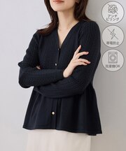 アンチピリングミニケーブルペプラムカーディガン