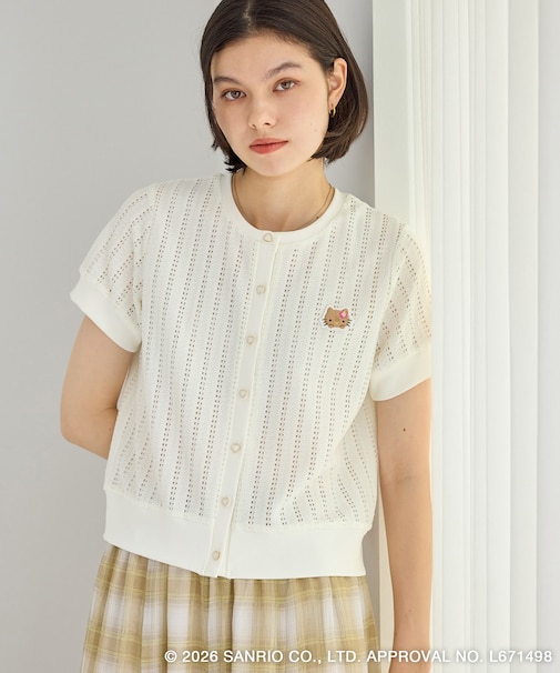 【サンリオキャラクターズ×ROPE' PICNIC】日焼けデザイン 透かしカットソーカーディガン