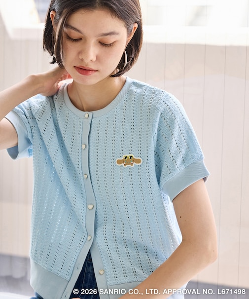 【サンリオキャラクターズ×ROPE' PICNIC】日焼けデザイン 透かしカットソーカーディガン