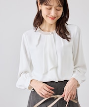 【WEB限定サイズ】配色アソートボウタイブラウス/通勤・お仕事