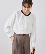【WEB限定サイズ】配色アソートボウタイブラウス/通勤・お仕事