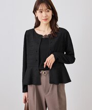 カットジャガードペプラムカーディガントップス/前後2WAY