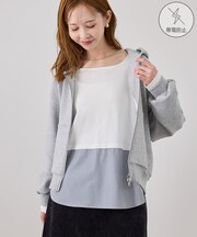 裾切替ラウンドヘムロングスリーブTシャツ/帯電防止
