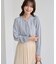 【WEB限定サイズ】メタルパーツフロントフリルタイロングスリーブブラウス/通勤・お仕事