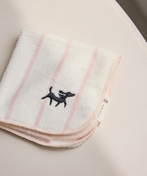 PICNIC DOGシリーズ ワンポイント刺繍ストライプタオルハンカチ/ボックス入り