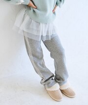 【KIDS/キッズ】爆温 チュールレイヤード裏起毛パンツ