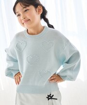 【KIDS/キッズ】ハート柄モチーフ もちもちジャガードニットプルオーバー