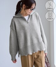 ハーフジップニットプルオーバー