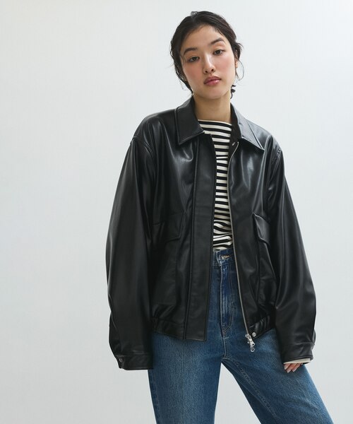 アダムエロペ シンセティックレザーブルゾン adametrope シンセティックレザーブルゾン｜アダムエロペの通販｜&mall（アンド