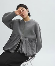 ダンボールタフタペプラムカーディガン