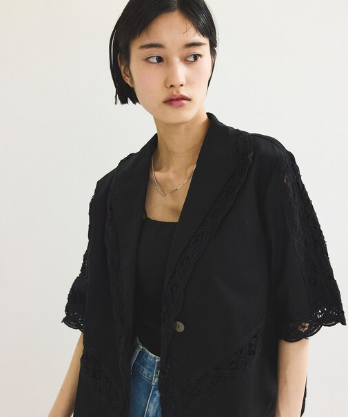 【サステナブル】バテンレースコンビシャツ