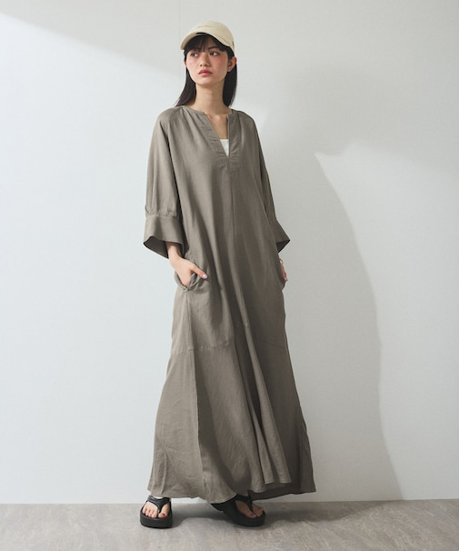 【WEB限定】・【新色追加】リネンボリュームスリーブワンピース