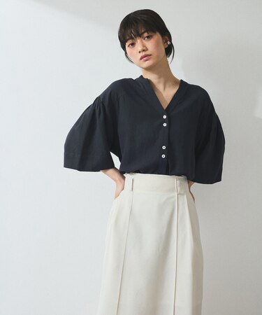【WEB限定】リネン混フレアースリーブシャツ