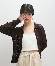 【サステナブル】クロシェライクカーディガン