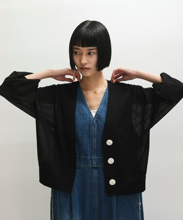 【WEB限定】・【サステナブル】リネンMIXシアーカーディガン