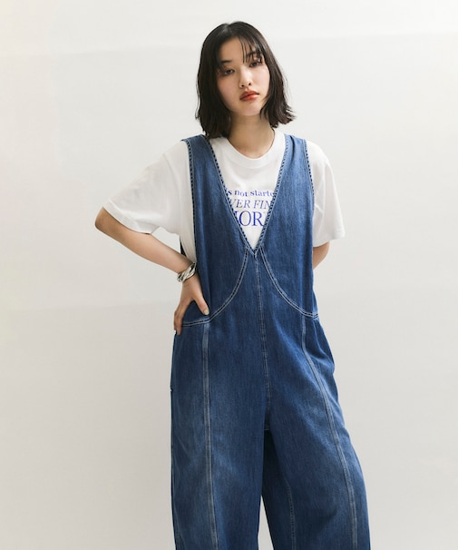 【サステナブル】ライトオンスデニムロンパース