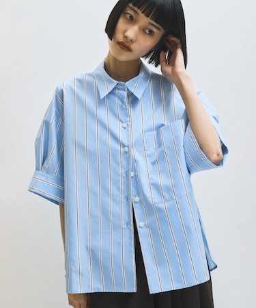 【サステナブル】バウンスカフステントラインシャツ