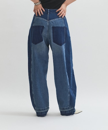 【サステナブル】リメイクライクコントラストデニム